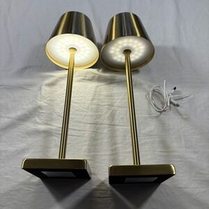 Mikasa LED Rechargable Table Lamp Set of 2 Gold Out of Box